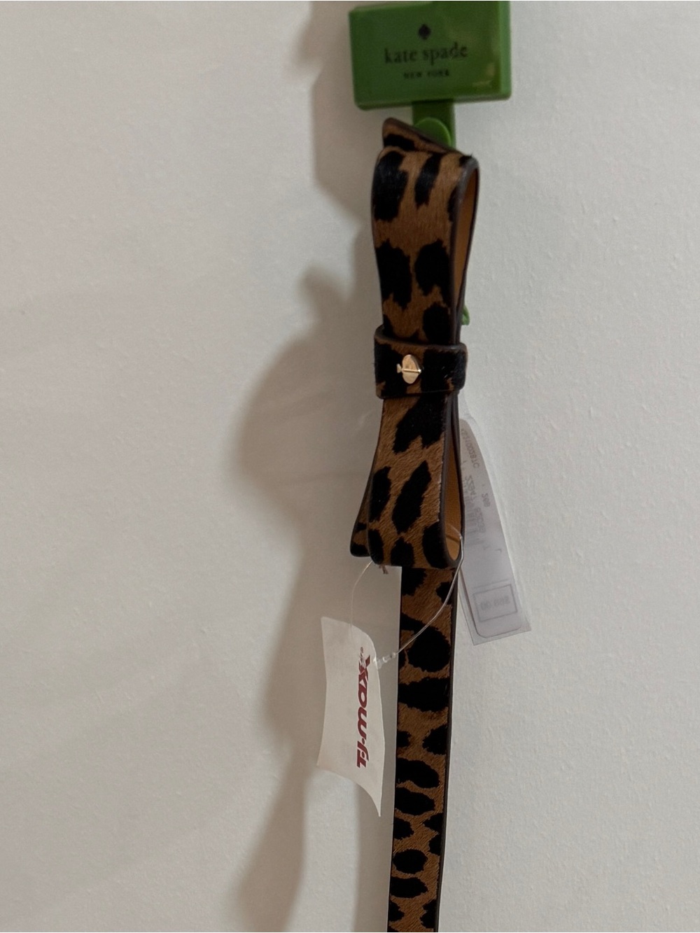 Kate Spade New York Leopard Print Bow Skinny Belt Brown & Black
